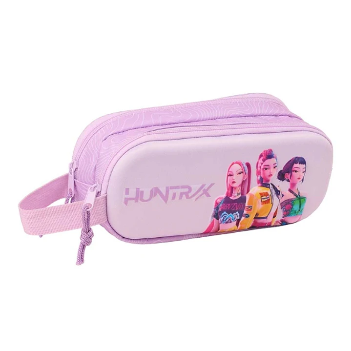 Safta K-Pop Demon Hunters Iconic Portatodo 3D - 2 Compartimentos con Cremallera - Asa Lateral - Capacidad 1L - 21x8x6cm - Color Lavanda 1