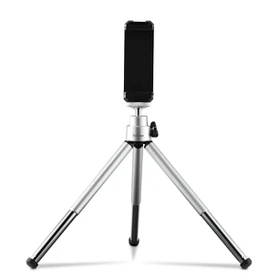 Hama Fancy 2En1 Tripode Mini para Smartphone y Camara - Peso Max 300g - Altura Ajustable hasta 16cm - Plastico - Cabezal de Bola 3D - Color Plata