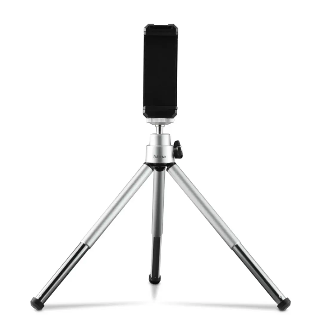 Hama Fancy 2En1 Tripode Mini para Smartphone y Camara - Peso Max 300g - Altura Ajustable hasta 16cm - Plastico - Cabezal de Bola 3D - Color Plata 1