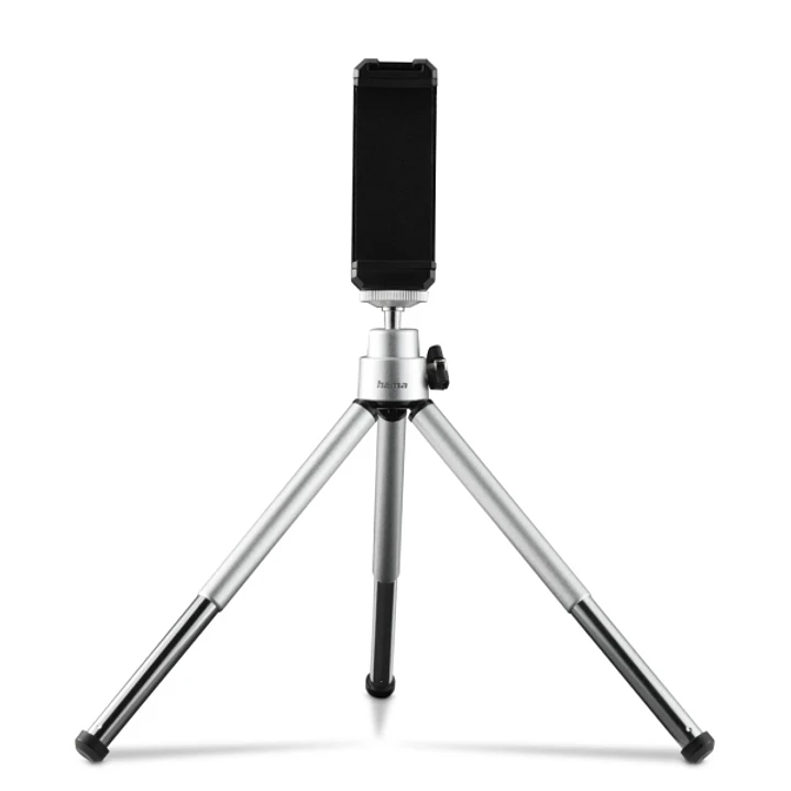 Hama Fancy 2En1 Tripode Mini para Smartphone y Camara - Peso Max 300g - Altura Ajustable hasta 16cm - Plastico - Cabezal de Bola 3D - Color Plata 1