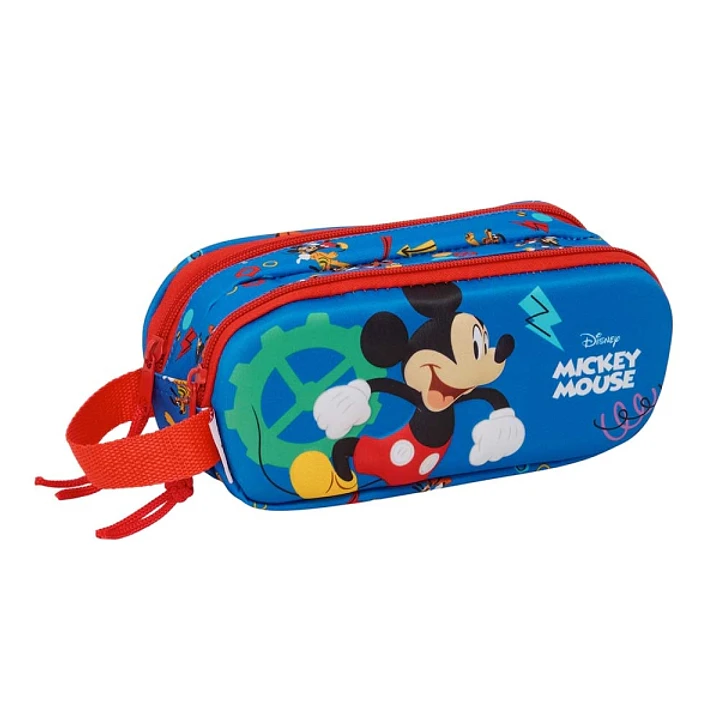 Safta Mickey Mouse Portatodo 3D - 2 Compartimentos con Cremallera - Asa Lateral - Capacidad 1L - 21x8x6cm - Color Azul Oscuro 1