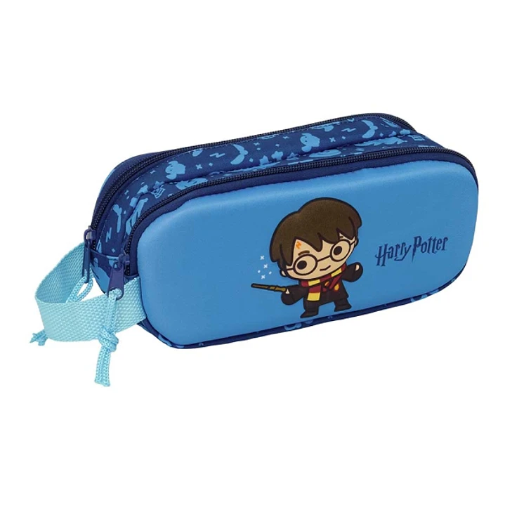 Safta Harry Potter Portatodo 3D - 2 Compartimentos con Cremallera - Asa Lateral - Capacidad 1L - 21x8x6cm - Color Azul 1