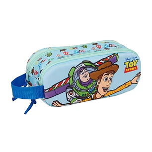 Safta Toy Story Portatodo 3D - 2 Compartimentos con Cremallera - Asa Lateral - Capacidad 1L - 21x8x6cm - Color Azul Pastel