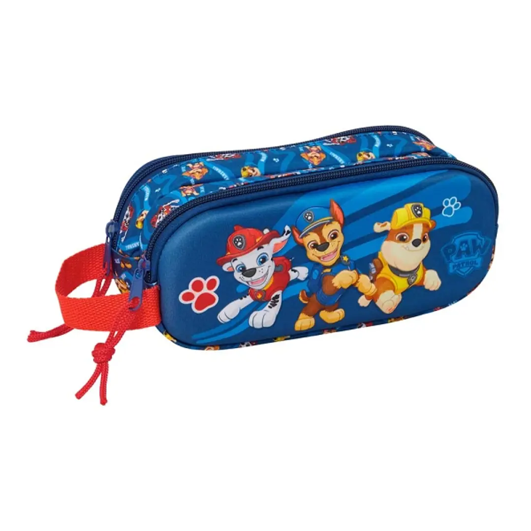 Safta Paw Patrol Portatodo 3D - 2 Compartimentos con Cremallera - Asa Lateral - Capacidad 1L - 21x8x6cm - Color Azul Oscuro 1
