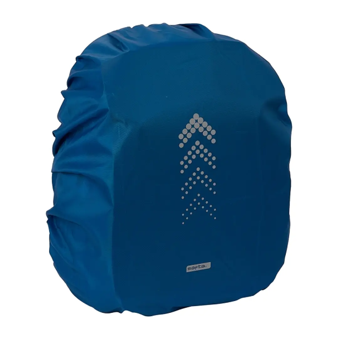 Safta Funda Impermeable para Mochila 48.6L - Goma Elastica Ajustable - Serigrafia Reflectante - Compatible con Varias Mochilas - 48.6L - Resistente al 1