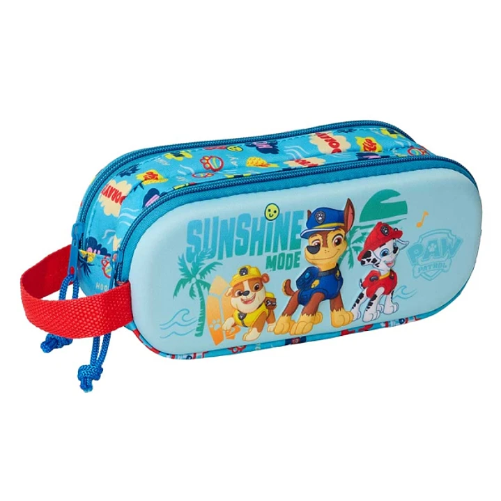 Safta Patrulla Canina Estuche Portatodo 3D de 1L - 2 Compartimentos - Cierre de Cremallera - Asa de Mano - 21x8x6cm - Color Rojo y Azul 1