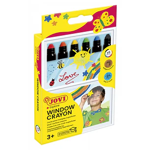 Jovi Glass Estuche de 6 Ceras en Stick - Cera Blanda con Giro Elevador - Base Agua - Faciles de Aplicar - para Superficies No Porosas - No Manchan - G