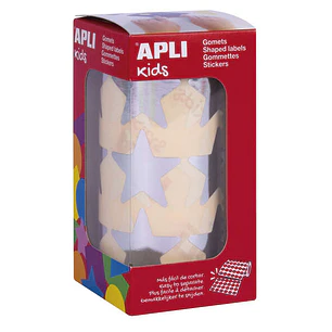 Apli Gomets Estrella Plata Metalizado - 33mm - Adhesivo Permanente - 708 Gomets por Rollo - Facil Separacion