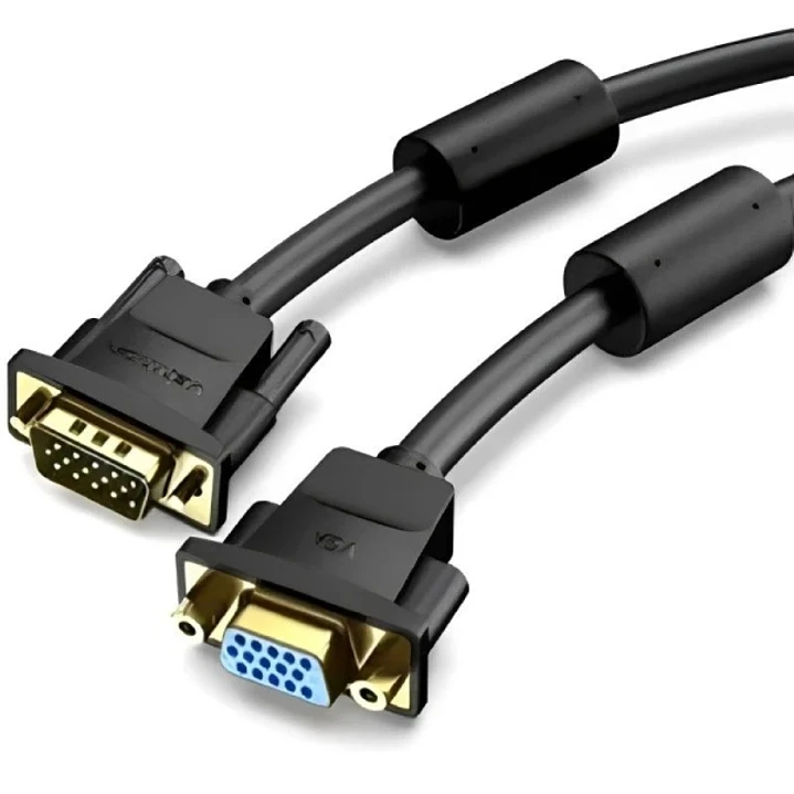 Vention Cable Extensor SVGA Macho a VGA Hembra - Longitud 3m - Full HD - 30 AWG - Filtro de Ferrita - Conectores Chapados en Oro - Color Negro 1