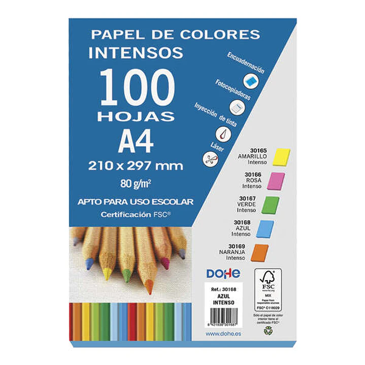 Dohe Papel Multifuncion de 80g - Apto para Fotocopiadoras, Impresoras Laser y Chorro de Tinta - Color Azul 1