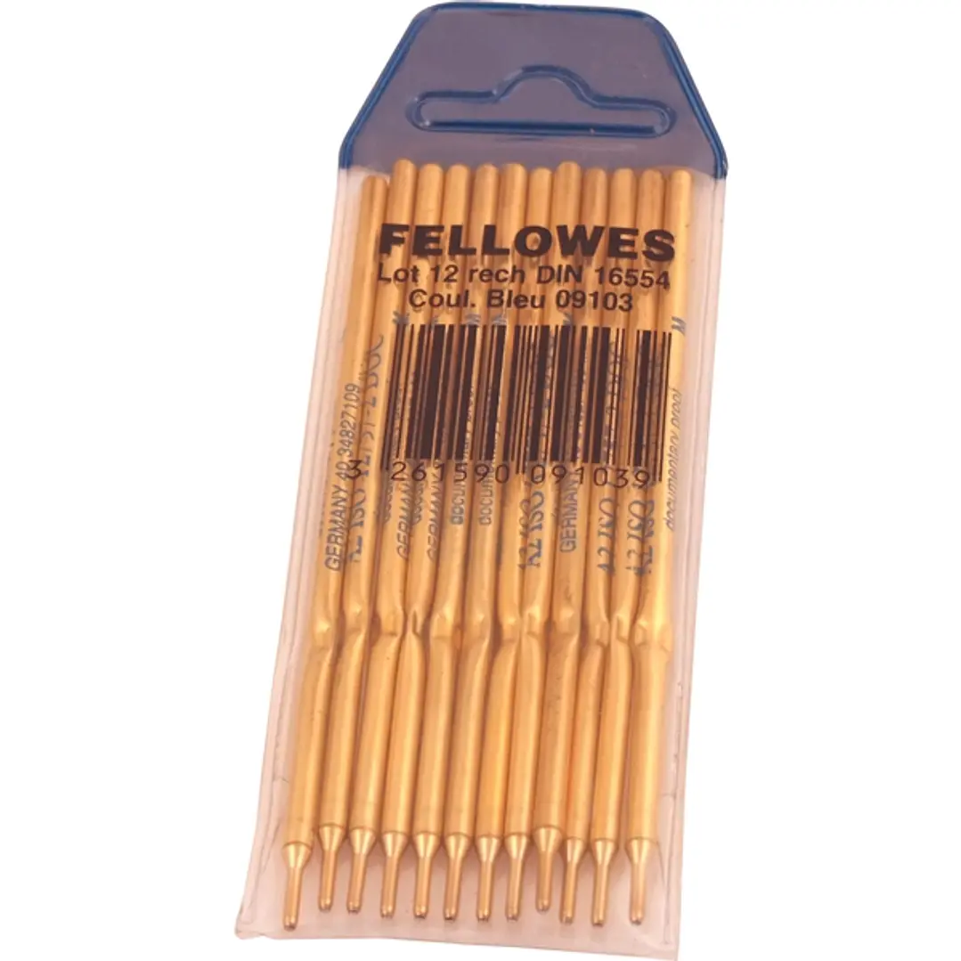 Fellowes Pack de 12 Unidades Recambios para Boligrafo con Peana - Color Azul 1