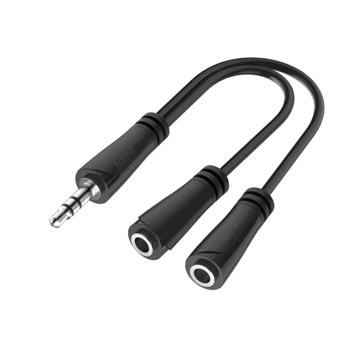 Hama Essential Cable Adaptador de Audio - 0.15m - 2x Jack Hembra de 3.5mm - Jack Macho de 3.5mm - Estereo - Color Negro 1