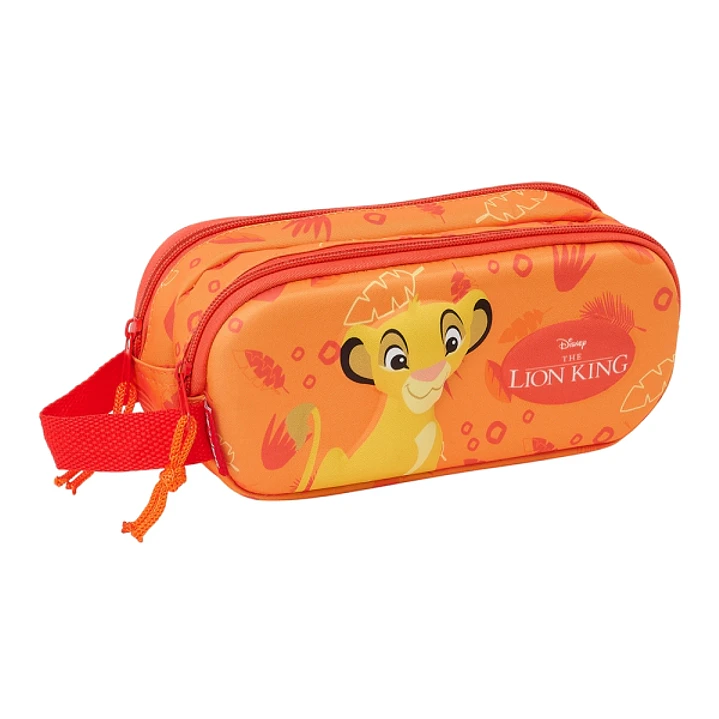 Safta El Rey Leon Estuche Portatodo 3D - 2 Compartimentos - Asa de Mano - 21x8x6cm - Color Naranja 1