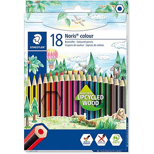 Staedtler Noris Colour 185 Pack de 18 Lapices Hexagonales de Colores - Resistencia a la Rotura - Colores Surtidos
