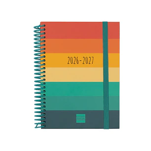 Finocam Diva Agenda Escolar 26/27 en Catalan - Semana Vista Horizontal - Formato 8º - 120x164mm - Tapas de Carton Forrado - Papel de 80g/m2 - Espiral 