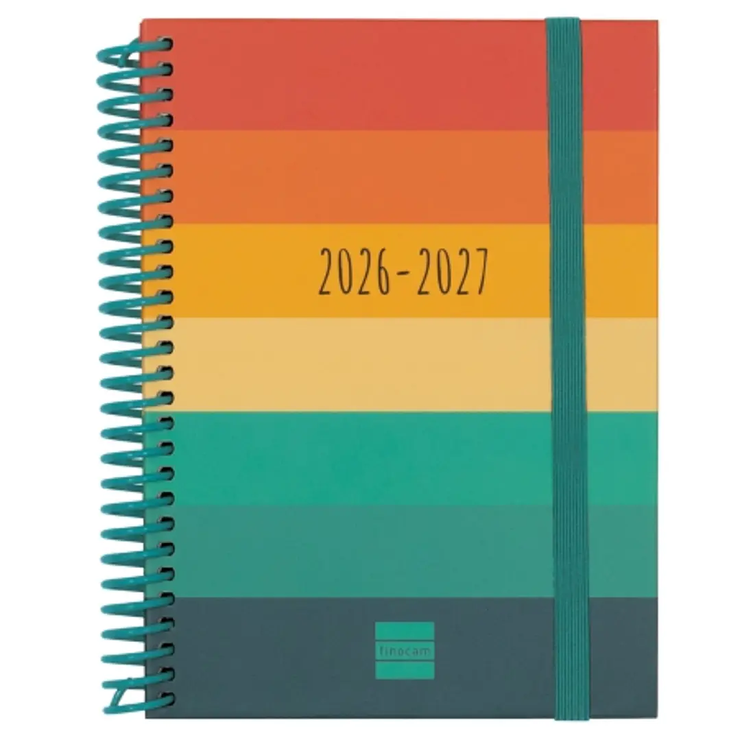 Finocam Diva Agenda Escolar 26/27 en Catalan - Semana Vista Horizontal - Formato 8º - 120x164mm - Tapas de Carton Forrado - Papel de 80g/m2 - Espiral  1