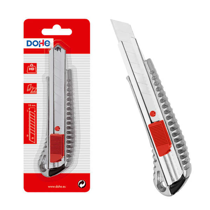 Dohe Cutter de Acero Inoxidable - Cuchillas Tronzables de Acero - Sistema de Bloqueo de Cuchilla - Blister Individual 1