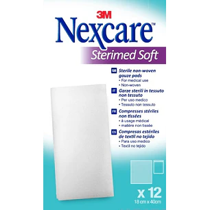 Nexcare Sterimed Pack de 12 Compresas de Gasa No Tejida - 18x40cm - Esteril - Transpirables - Color Blanco