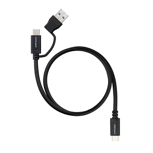 Nanocable Cable USB-C Macho - Soporta hasta 60W - Longitud 0.5m - Velocidad de Transferencia hasta 10Gbps - Resolucion 4K - Adaptador USB-A Integrado 