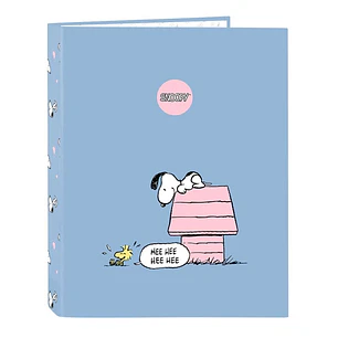 Safta Snoopy Carpeta con 4 Anillas 25mm - Tapas Duras Forradas - Formato Folio - Resistente y Protectora - 265x40x330mm - Color Azul