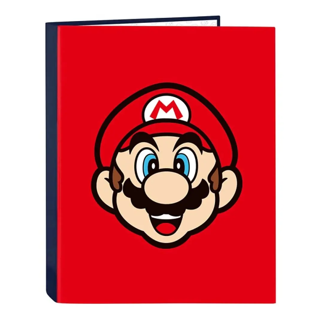 Safta Super Mario Mamma Mia Carpeta con 4 Anillas 25mm - Tapas Duras Forradas - Formato Folio - 265x40x330mm - Color Rojo 1
