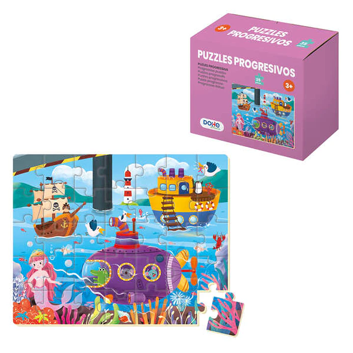 Dohe Puzzle Infantil de 35 Piezas - Tematica El Mar - Fabricado en Doble Capa de Carton - Capa Intermedia de Contrachapado - Estimula la Imaginacion - 1