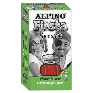 Alpino Fiesta Face Stick Pack con 6 Barritas de Pintura Facial - Sistema Retractil Giratorio - Se Lava con Agua - Testado Dermatologicamente - Color R