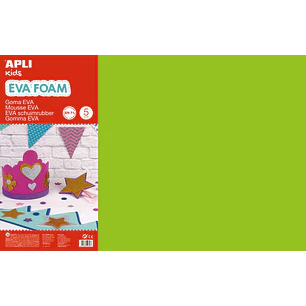 Apli Goma Eva Verde Claro 600x400 - 5 Hojas de Tamaño Grande y Flexible - Ideal para Manualidades y Decoracion