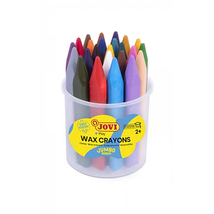 Jovi Jumbo Easy Grip Bote de 24 Ceras Triangulares - No Manchan - Super Resistente - Agarre Facil - Trazo Suave - Apto para Sacapuntas - Libre de Aler