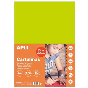 Apli Cartulina Verde Fluorescente A4 170g 50 Hojas