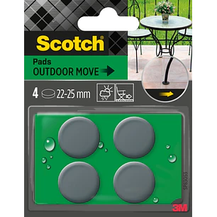 Scotch Pack de 4 Patines Deslizantes Adhesivos - Uso en Exterior - Diametro de 22-25mm - Color Gris