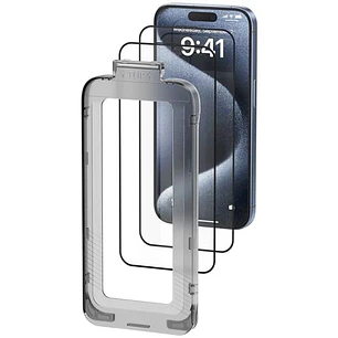 Vention Pack de 2 Protectores de Pantalla para Iphone 15 Pro - Vidrio Templado - Herramienta de Instalacion Antipolvo - Color Transparente