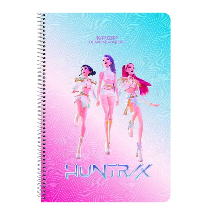 Safta K-Pop Demon Hunters Libreta con Espiral - Formato Folio - 80 Hojas de 80g/m2 - Cuadricula 4x4mm - Tapas Duras Glasofonadas - 21.5x31x1cm - Multi 1