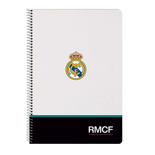 Safta Real Madrid Equipacion 26/27 Libreta con Espiral - Formato Folio - 80 Hojas de 80g/m2 - Cuadricula 4x4mm - Tapas Duras Glasofonadas - 21.5x31x1c