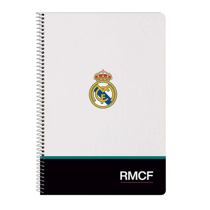 Safta Real Madrid Equipacion 26/27 Libreta con Espiral - Formato Folio - 80 Hojas de 80g/m2 - Cuadricula 4x4mm - Tapas Duras Glasofonadas - 21.5x31x1c 1