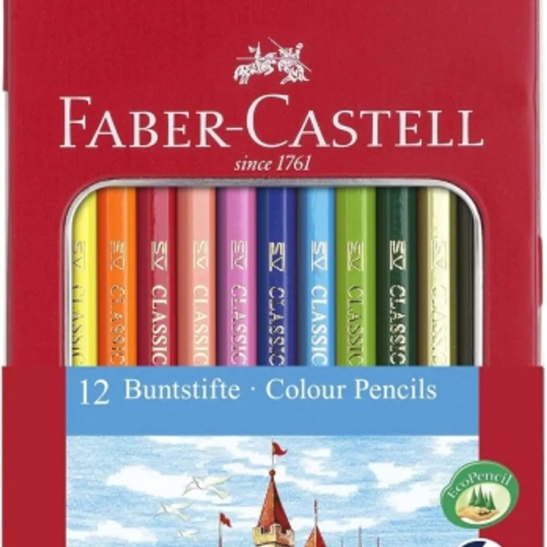 Faber-Castell Classic Colour Caja Metalica con 12 Lapices de Colores Hexagonales - Resistencia a la Rotura - Colores Surtidos 1