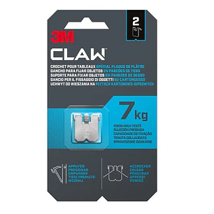 3M Claw Pack de 2 Ganchos de Metal para Paredes de Yeso - Soporta hasta 7 kg - Color Gris/Titanio