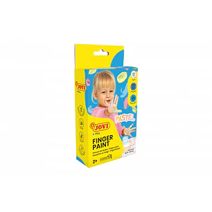 Jovi Finger Paint Estuche de 6 Botes Pintura de Dedos - Ingredientes Naturales - Mezclables - Textura Gelatinosa - Lavable - sin Gluten Ni Alergenos -