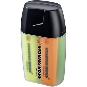 Stabilo Boss Pack de 4 Marcadores Fluorescentes - Trazo entre 2 y 5mm - Recargable - Tinta con Base de Agua - Estuche de Plastico Duro - Colores Surti