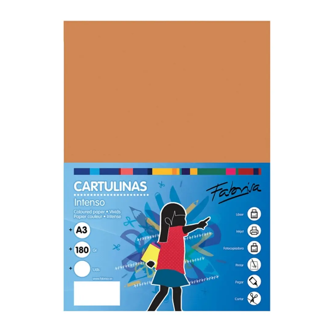 Fabrisa Pack de 25 Cartulinas 180 g/m² - Tamaño A3 - Color Marron Claro 1