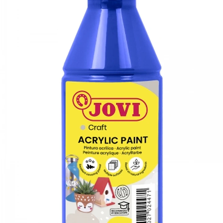 Jovi Jovidecor Acryl Pintura Acrilica - Acabado Satinado - Alto Poder Cubriente - Facil Aplicacion - Resistente al Agua y Jabon - Color Azul 1