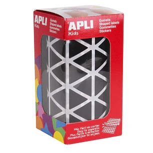 Apli Gomets Triangulares Negros - Tamaño 20 x 20 x 20mm - Adhesivo Permanente - 2832 Gomets por Rollo - Ideal para Escuelas y Talleres Infantiles