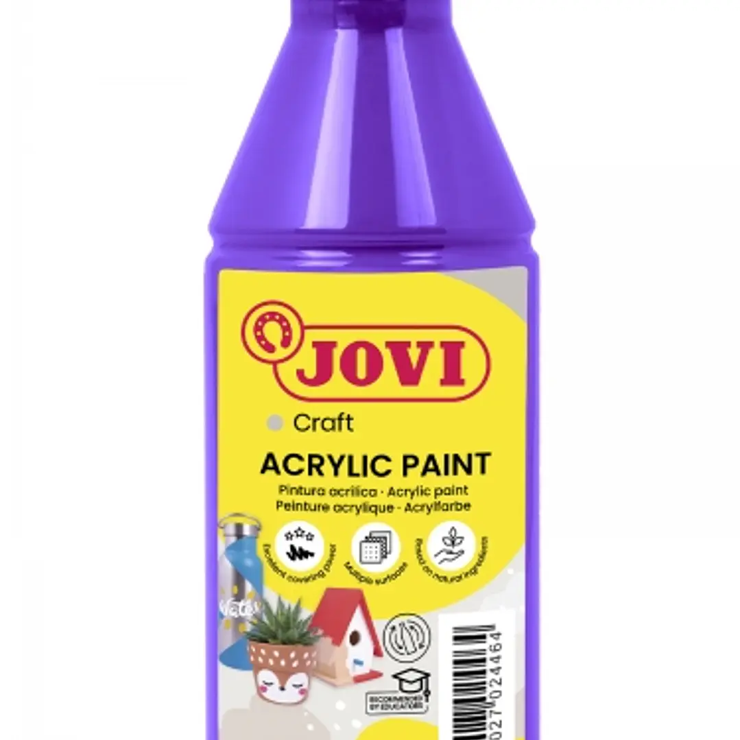Jovi Jovidecor Acryl Pintura Acrilica - Acabado Satinado - Alto Poder Cubriente - Facil Aplicacion - Multiusos - Resistente al Agua y Jabon - Color Mo 1