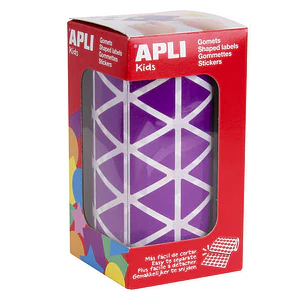 Apli Gomets Triangulares Lila 20x20x20mm - 59 Hojas Pretroqueladas - 2832 Gomets por Rollo - Ideal para Escuelas y Talleres Infantiles - Desarrolla Ha