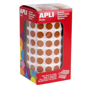 Apli Rollo con 5.192 Gomets Redondos Ø 10.5mm - Ideal para Escuelas y Talleres Infantiles - Adhesivo Permanente Base Agua - Normas EN-71 y FSC - Color