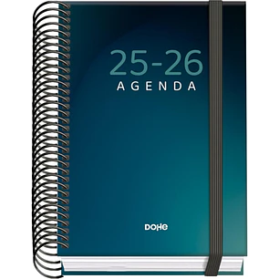 Dohe Boreal Agenda Escolar 25/26 Espiral A6 - Dia Pagina - Papel 70g/m2 - 4 Hojas de Pegatinas - Cubierta de Carton Plastificado - Cierre con Goma Ela