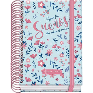 Dohe Blossom Agenda Escolar 25/26 Espiral A6 - Dia Pagina - Papel 70g/m2 - 4 Hojas de Pegatinas - Cubierta de Carton Plastificado - Cierre con Goma El