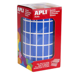 Apli Gomets Rectangulares Azules - 20x10mm - 59 Hojas Pretroqueladas - 3540 Unidades por Rollo - Ideal para Actividades Infantiles - Cumple Normas EN-