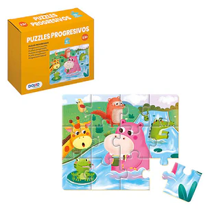 Dohe Puzzle Infantil de 12 Piezas - Tematica Animales de La Selva - Fabricado en Doble Capa de Carton - Capa Intermedia de Contrachapado - Estimula la