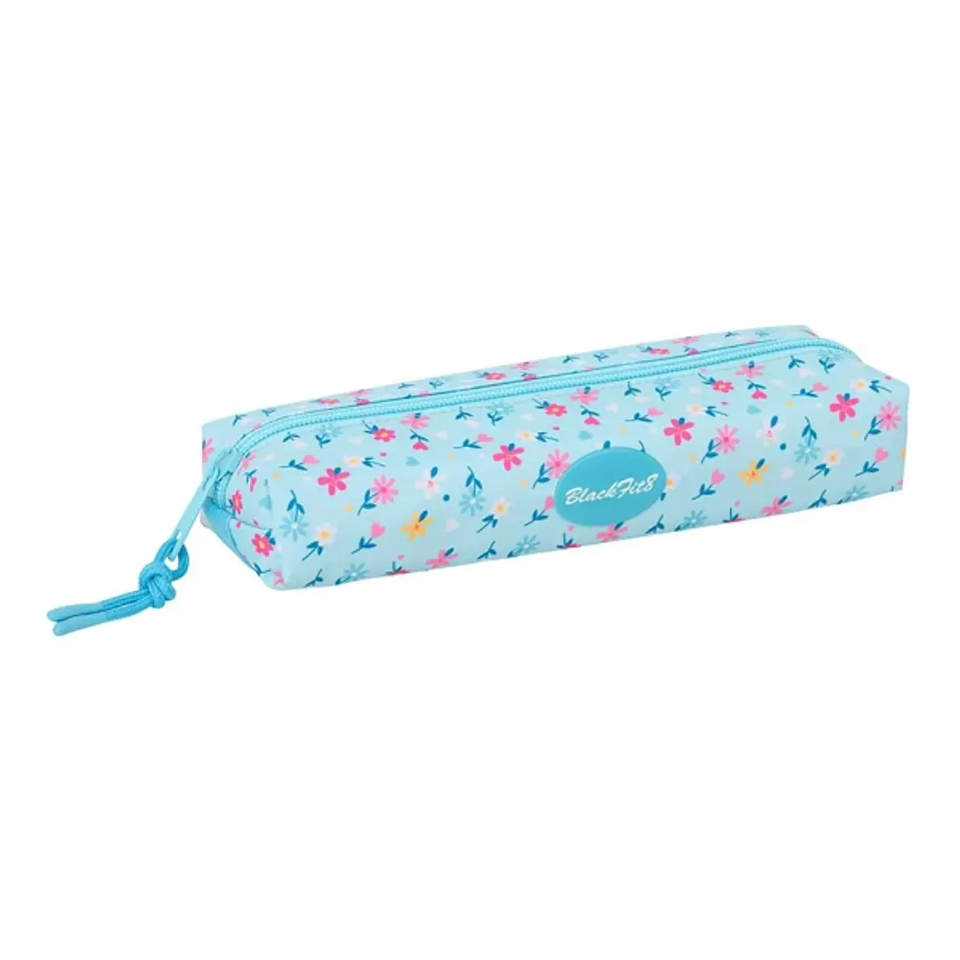 Safta Blackfit8 Petalos Portatodo Rectangular - Goma Elastica Trasera - Cremallera - 22x4x7cm - Color Azul Claro 1